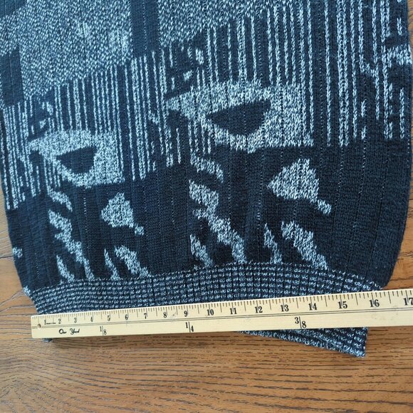 Vintage Zeppelin Sweater L Black Gray Abstract Geometric Knit Pullover 80s 90s - Picture 11 of 15